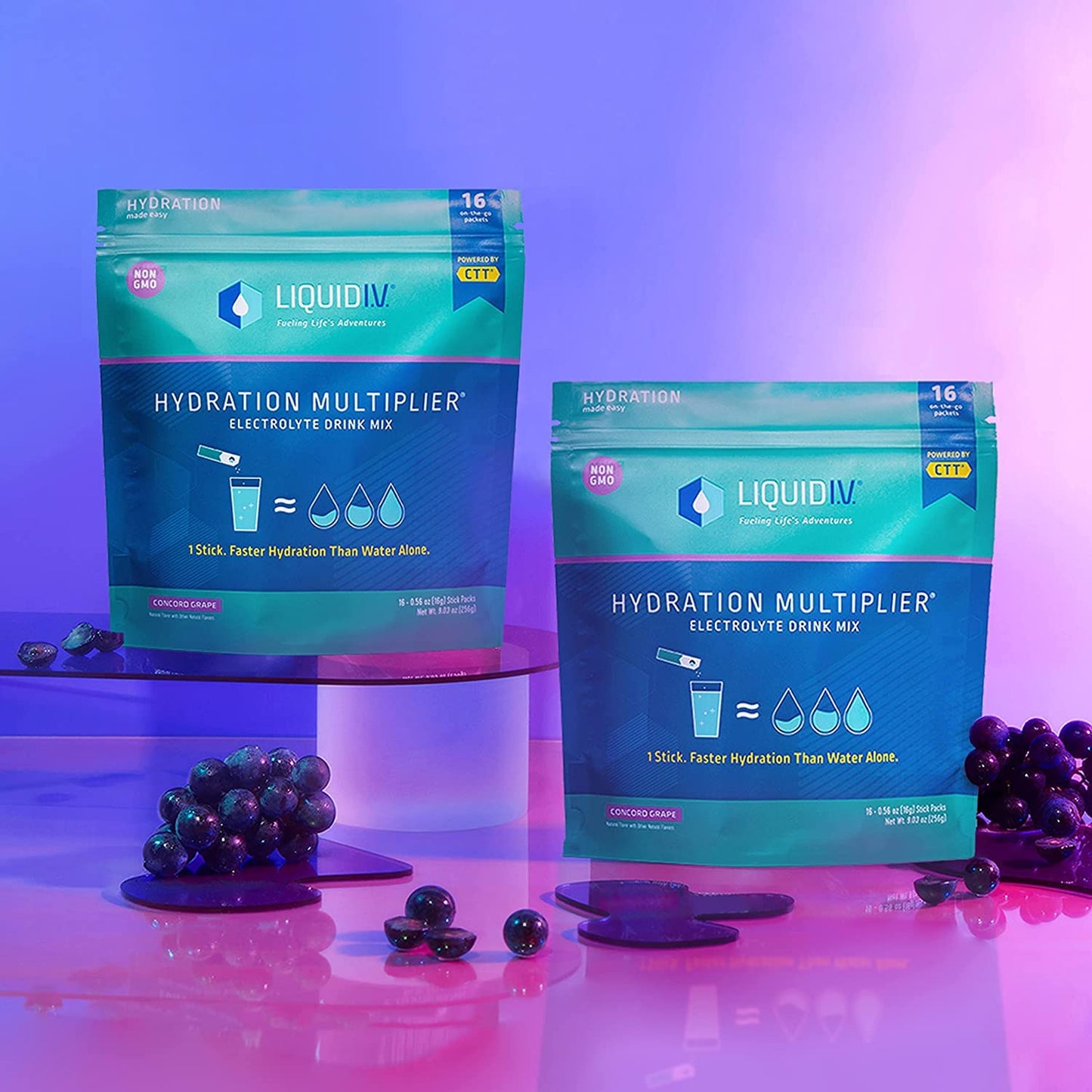 Liquid I.V. Hydration Multiplier - Concord Grape - Hydration Powder Packets | Electrolyte Drink Mix | Easy Open Single-Serving Stick | Non-GMO | 48 Sticks