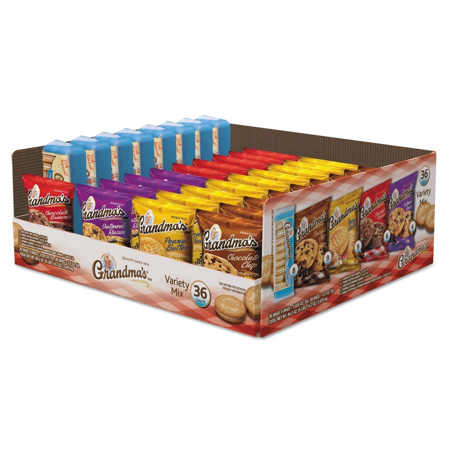 Grandmas Cookies Variety Tray 36 Ct, 2.5 oz Packs