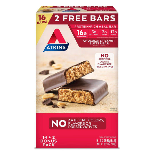 Atkins ProteinRich Meal Bar, Chocolate Peanut Butter, 16 Count(Pack of 1)