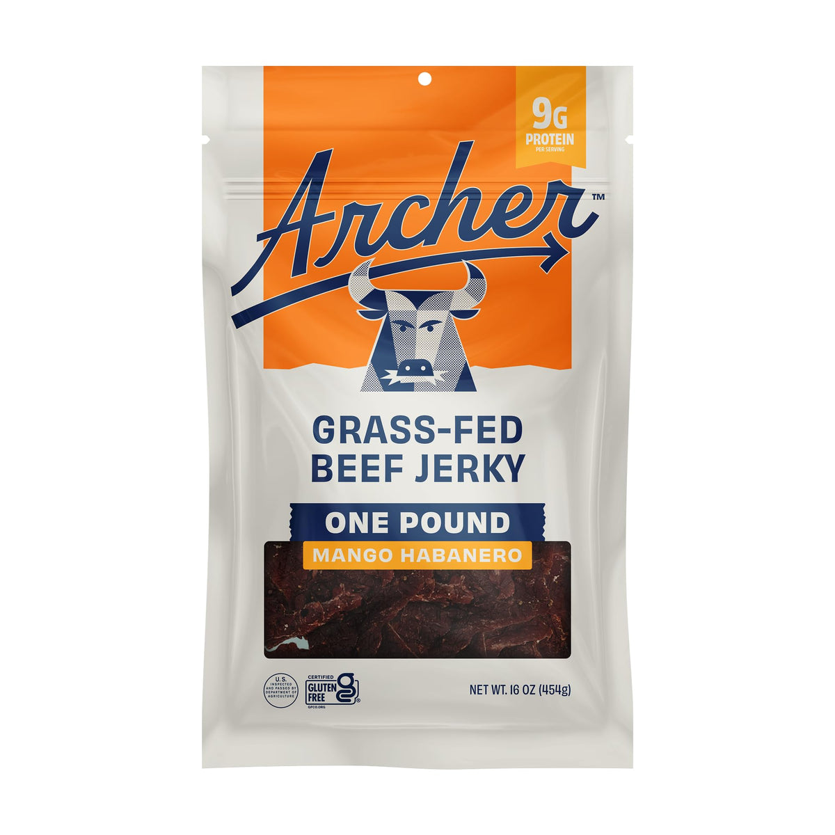 Archer Jerky Grass-Fed Beef Jerky, Mango Habanero, Gluten Free - 16 Oz