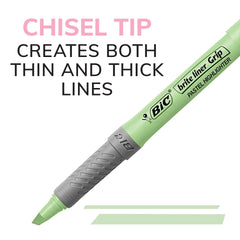 BIC Brite Liner Grip Pastel Highlighter Set, Chisel Tip, 12-Count
