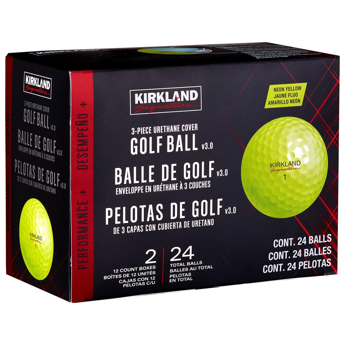 KIRKLAND Signature Golf Ball v3.0, 3-Piece Urethane Cover, 24 Count