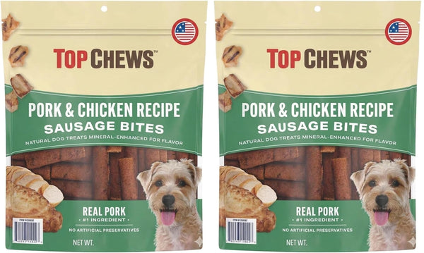 (Pack of 2) Top-Chews Pork & Chicken Sausage Bite, Net Weight 36 Ounce