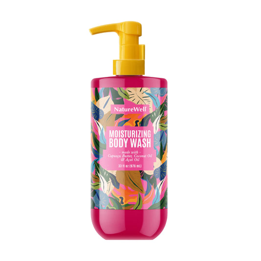 NATURE WELL Moisturizing Body Wash, Creamy Formula Provides Gentle Cleansing & Intense Hydration, Deliciously Sweet and Warm Brazilian Nut Scent, 33 oz