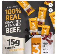 Jack Link's Salt & Vinegar Hickory Smoked Thin Sliced Dried Beef, 15g Protein, Zero Sugar, Gluten Free, 10 oz, 10 Pack