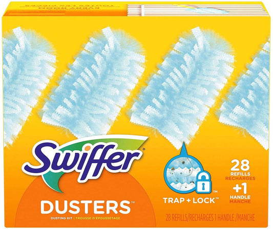 Swiffer Dusters Dusting Kit, Starter Kit Handle & 28 Duster Refills, 1 Count (Pack of 29), White