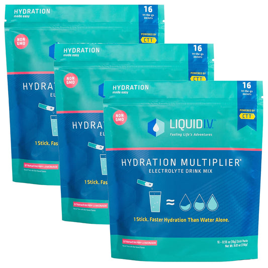 Liquid I.V. Hydration Multiplier - Strawberry Lemonade - Hydration Powder Packets | Electrolyte Drink Mix | Easy Open Single-Serving Stick | Non-GMO | 48 Sticks
