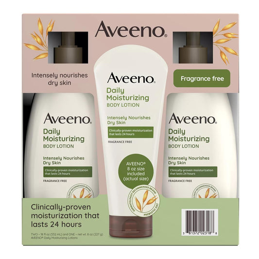Aveeno Daily Moisturizing Body Lotion (18 fl. oz., 2 pk. + 8 oz. Tube)