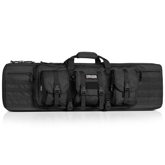 Savior Equipment American Classic Tactical Double Long Gun Bag Pistol Transportation Case w/Backpack Strap, 42 Inch Obsidian Black
