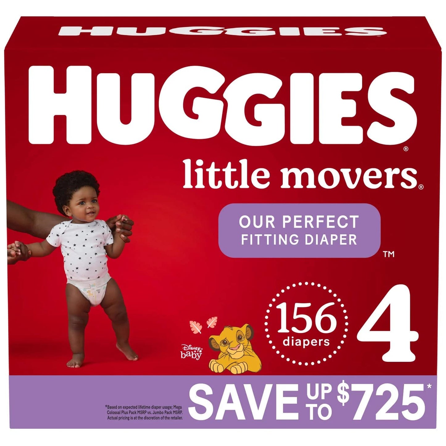 Huggies Little Movers Diapers, Size 4-22-37 Pounds (156 Count)