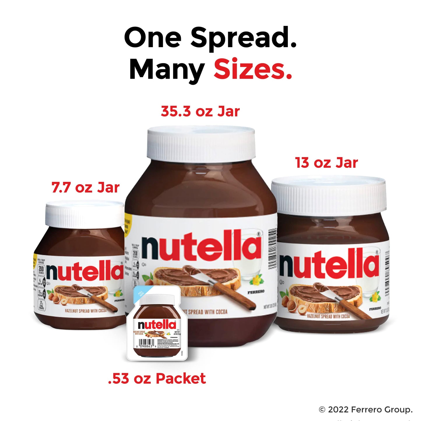 Nutella Hazelnut Spread with Cocoa for Breakfast, 26.5 oz Jar, Bulk 6 Pack