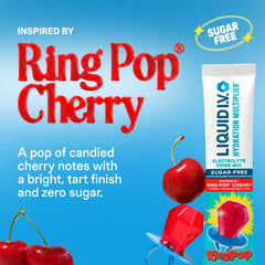 Liquid I.V. Hydration Multiplie Sugar-Free - Ring Pop Cherry | Electrolyte Powder Drink Mix | 1 Pack (14 Servings)