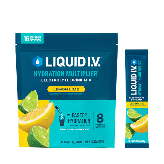 Liquid I.V.� Hydration Multiplier� - Lemon Lime - Hydration Powder Packets | Electrolyte Powder Drink Mix | Convenient Single-Serving Sticks | Non-GMO | 12 Pack (192 Servings)