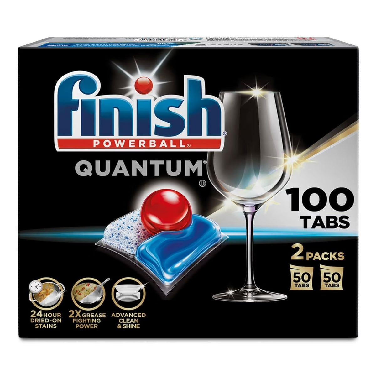Finish Quantum Powerballs Dishwashing Detergent Gel Tabs 3.52 Lb, 100 Tabs