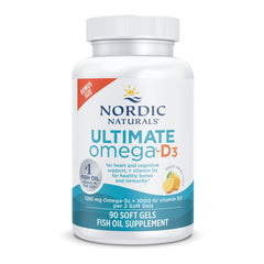 Nordic Naturals Ultimate Omega-D3,1280mg + 1000IU D3, Lemon - 90 Count | Omega-3 Fish Oil with EPA & DHA + Vitamin D3. Supports brain, heart & immune health. Lemon flavor. 45 servings. 2 per day.
