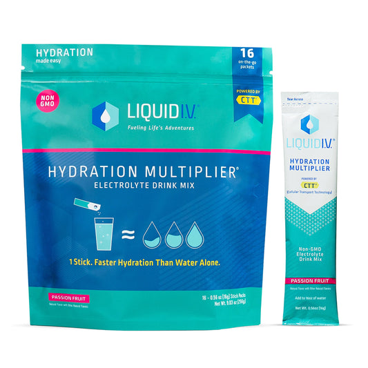 Liquid I.V. Hydration Multiplier - Passion Fruit - Hydration Powder Packets | Electrolyte Drink Mix | Easy Open Single-Serving Stick | Non-GMO | 192 Sticks