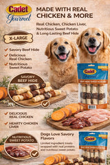 Cadet X-Large Dog Treat, 4-in-1 Beef Hide Shish Kabobs, 10 ct