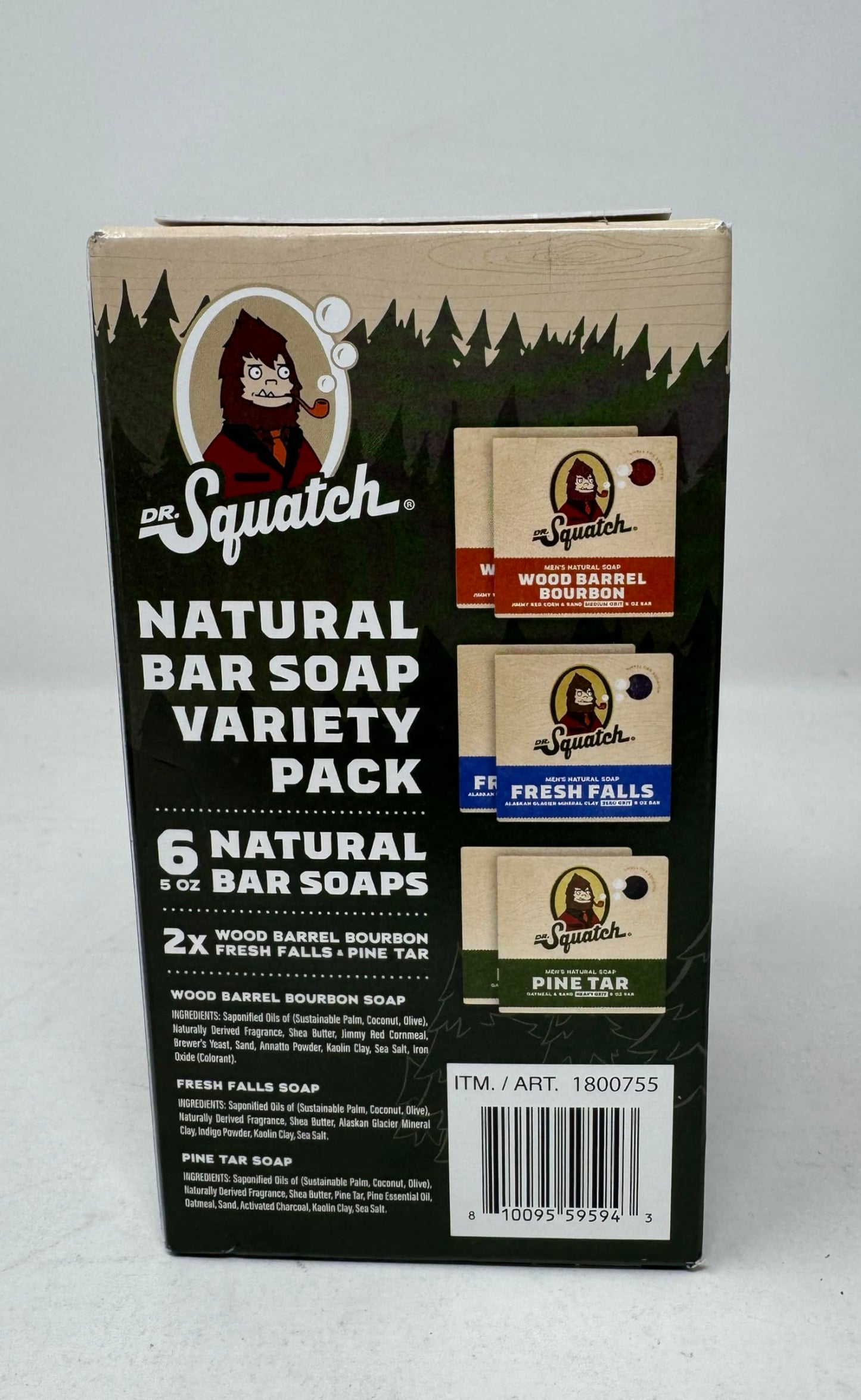Dr. Squatch Natural Squawk Natural Bar Soap, Vareity Pack (6 count), Brown/blue/green