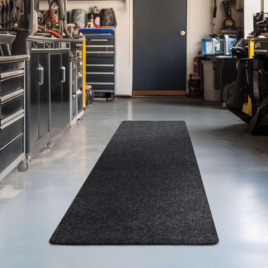 Mohawk Home Utility Runner Floor Mat Black 3' X 8' All Weather Indoor/Outdoor Non Slip Perfect for Garage, Entryway, Porch, and Laundry Room