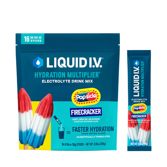 Liquid I.V.� Hydration Multiplier� - Popsicle Firecracker - Hydration Powder Packets | Electrolyte Powder Drink Mix | Convenient Single-Serving Sticks | Non-GMO | 1 Pack (16 Servings)