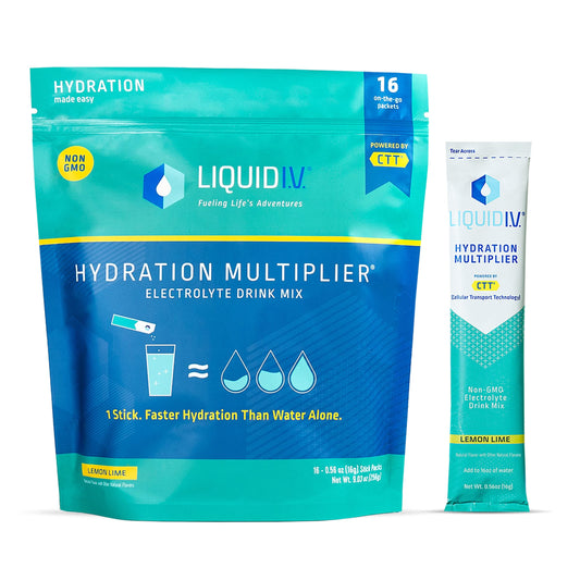 Liquid I.V. Hydration Multiplier - Lemon Lime - Hydration Powder Packets | Electrolyte Drink Mix | Easy Open Single-Serving Stick | Non-GMO | 192 Sticks