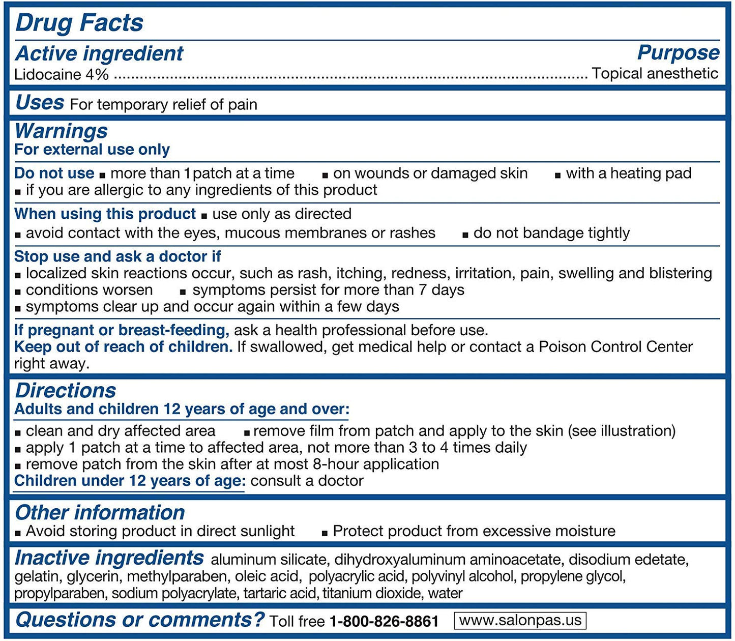 Salonpas LIDOCAINE (5 PACK Bundle) Pain Relieving Maximum Strength Gel Patch!