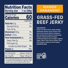 Archer Jerky Grass-Fed Beef Jerky, Mango Habanero, Gluten Free - 16 Oz