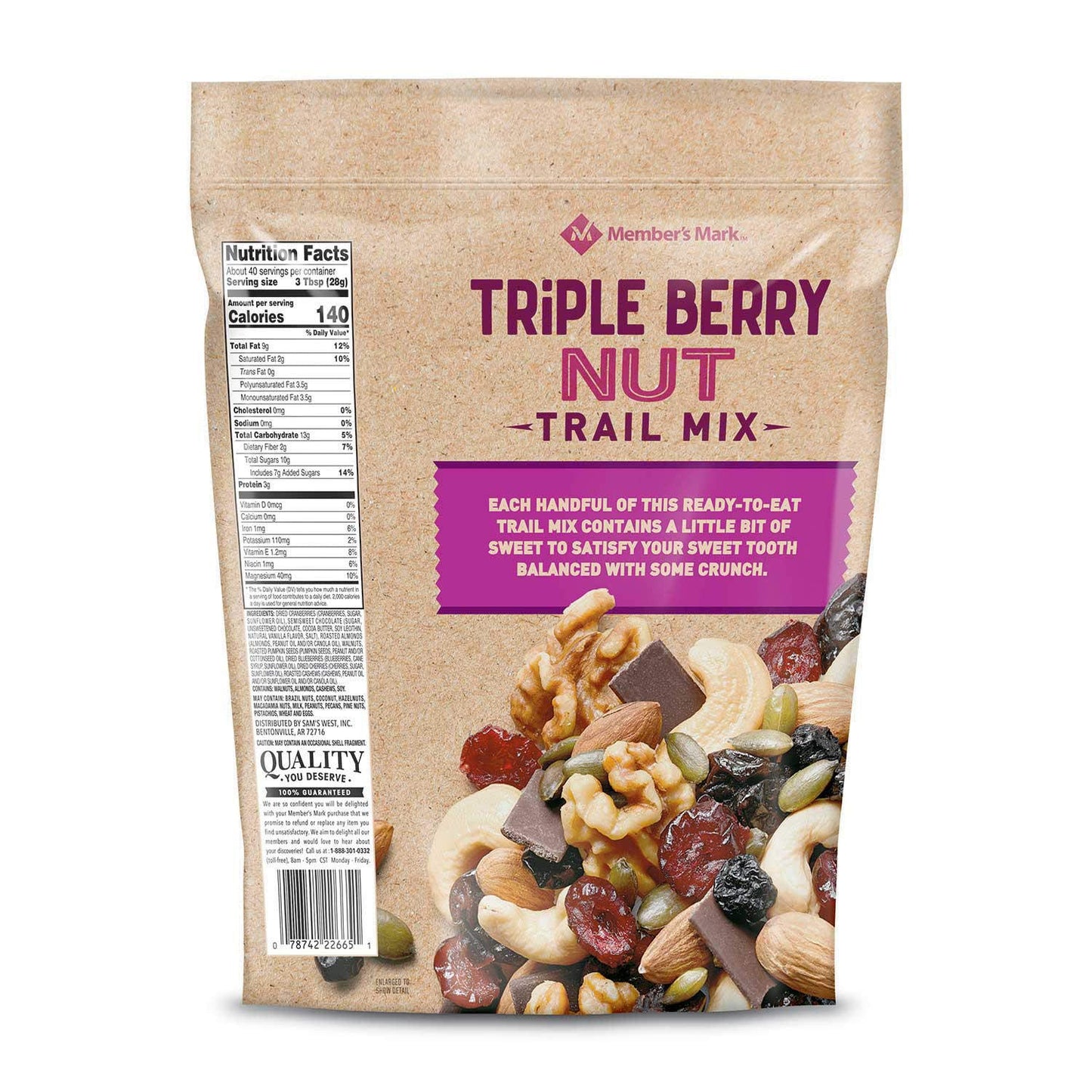Member's Mark Triple Berry Nut Trail Mix 40 oz. (pack of 3) A1