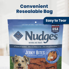 Blue Buffalo Nudges Chicken Jerky Bites Natural Dog Treats, Tender & Meaty Dog Snacks, Healthy Reward or Training Treat, Made in the USA with Real Chicken, No Artificial Preservatives, 16 oz.