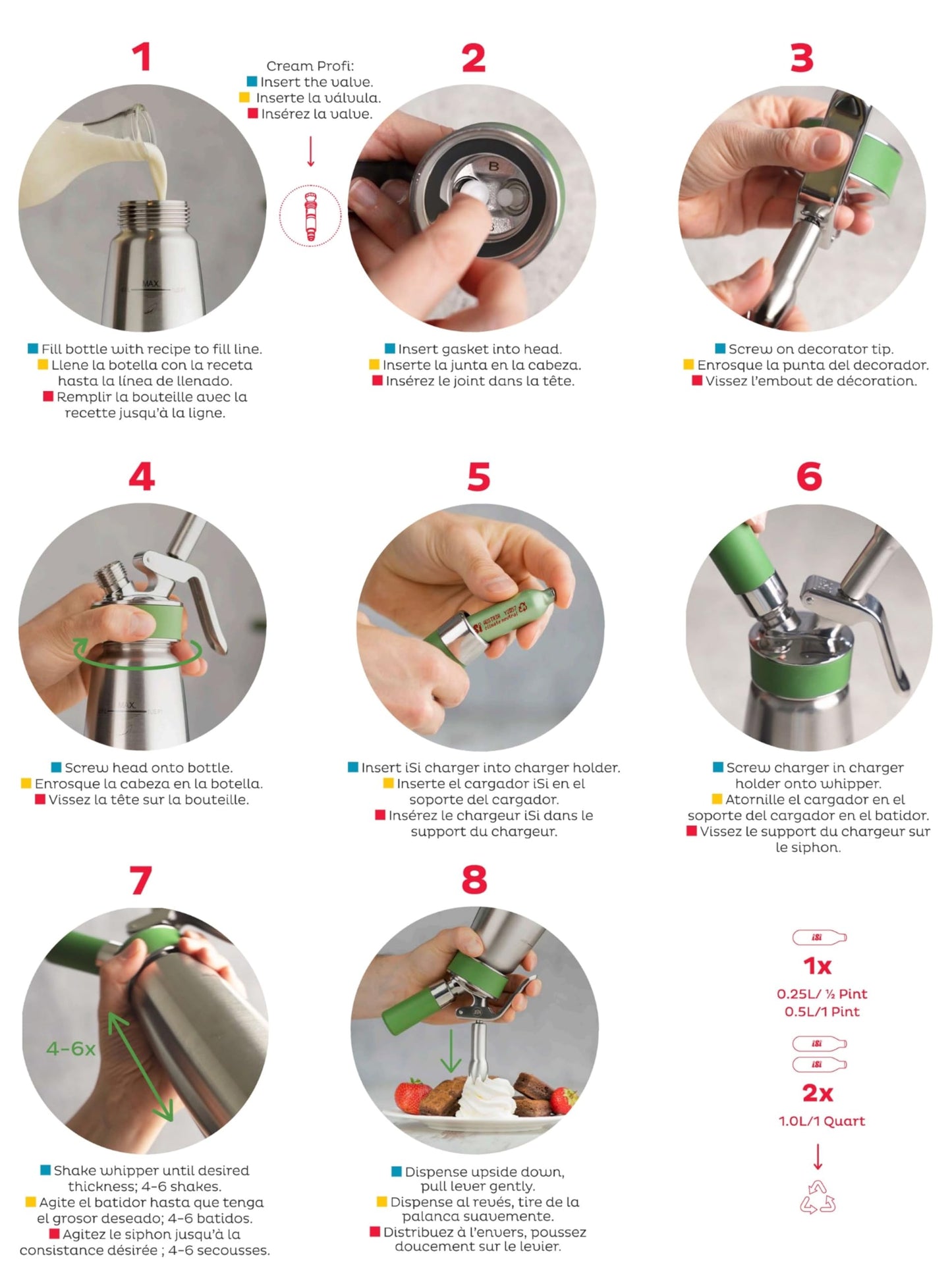 iSi North America Culinary Eco Series Green Whip for Whipped Cream, Foams and Plant-Based Toppings; 1 Pint, Stainless Steel