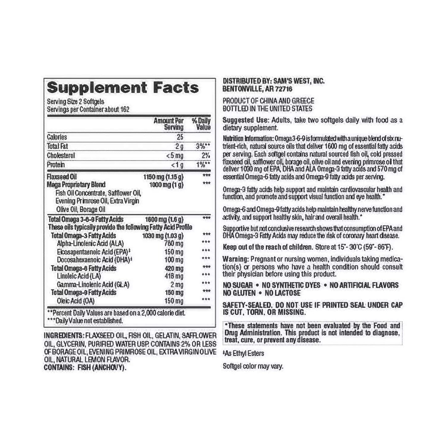 Member's Mark Omega 3-6-9 Dietary Supplement (325 ct.) by Members Mark