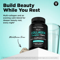 Vital Vitamins Multi Collagen Complex + Calm with Ashwagandha, 90 Capsules