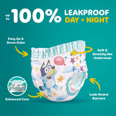 Easy Ups Girls & Boys Potty Training Pants, Size 6 (4T-5T), 104 Count, Bluey Absorbent Pull Up Training Underwear, Up to 100% Leakproof Day and Night, Hypoallergenic