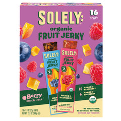 SOLELY - Variety Pack - Organic Berries Fruit Jerky - Real Fresh Fruit Strips - Healthy Snacks for Adults & Kids - Non GMO, Vegan Snacks, Shelf Stable - 16 Strips (0.8 oz)