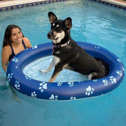 PoolCandy Inflatable Pet Float - Easy Set Up Doggy Pool Floats (Up-to 100LB PAW Large)