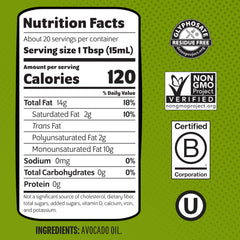 Chosen Foods Avocado Oil, 1.25 Liter - All Purpose Cooking Oil made from 100% pure avocados - Non-GMO, Gluten-Free, Keto Friendly - 42.3 Fl Oz (Pack Of 1)