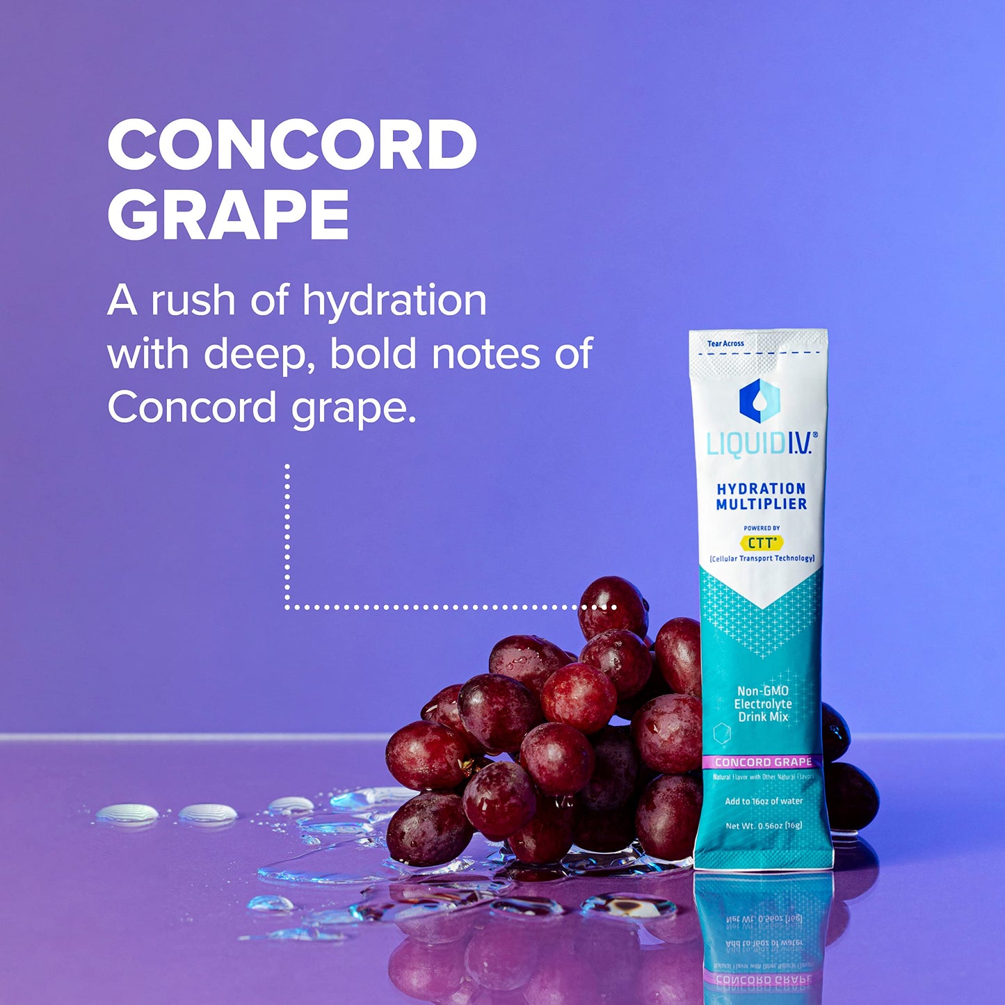 Liquid I.V. Hydration Multiplier - Concord Grape - Hydration Powder Packets | Electrolyte Drink Mix | Easy Open Single-Serving Stick | Non-GMO | 48 Sticks