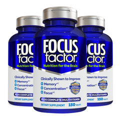 Focus Factor Nutrition for The Brain, Improved Memory & Concentration Brain Supplement, Complete Multivitamin with Vitamins B6, B12, D, Bacopa Monnieri & Tyrosine, 150 Count (Pack of 3)