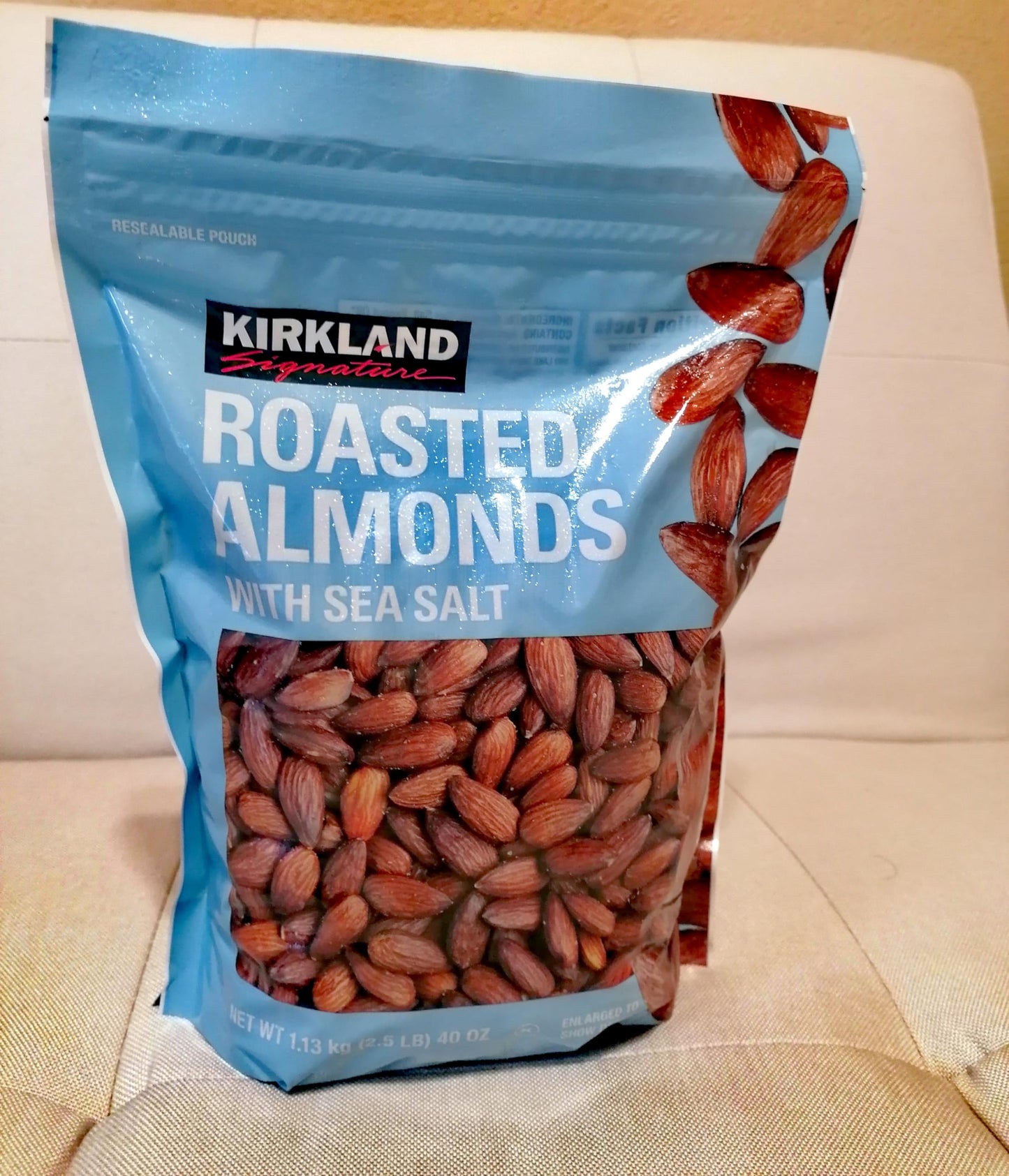 Kirkland Signature Roasted Almonds with Sea Salt 40 oz (2.5 LB) Packed With HealthEmpire LLC Poly Bag (2bags)