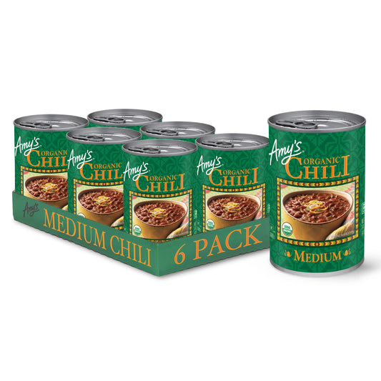 Amy's Chili, Medium Spice, Gluten Free & Organic Vegetarian Chili, 14.7 Oz (6 Pack)