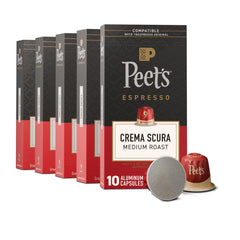 Peet's Coffee Espresso Capsules, Medium Roast, Crema Scura, 50 Count