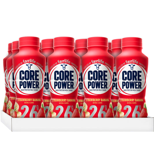 Core Power by fairlife High Protein (26g) Milk Shake, Strawberry Banana, 11.5 Fl Oz (Pack of 12)