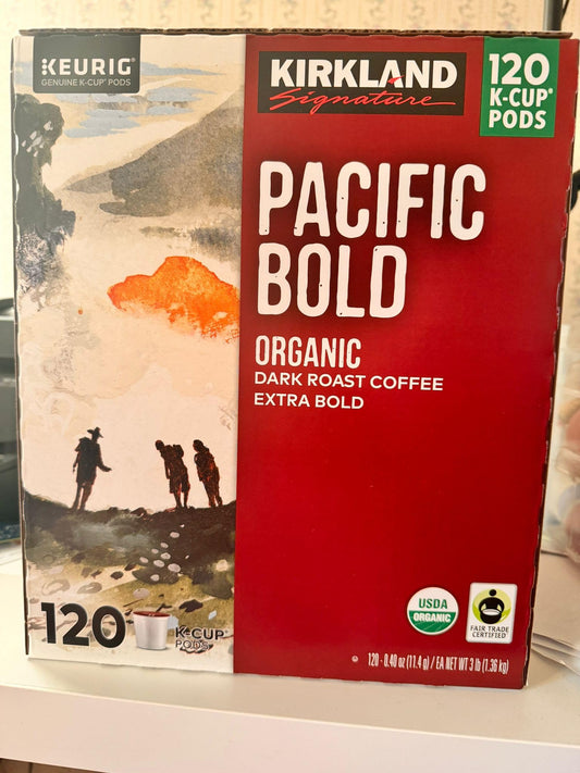 Kirkland Signature Coffee Organic Pacific Bold K-Pods, 120-count with Oval Soup Spoon, Stainless Steel by LOS