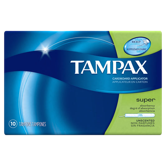 Super Cardboard Applicator Unscented Tampons 10 Count