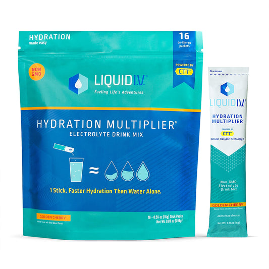 Liquid I.V. Hydration Multiplier - Golden Cherry - Hydration Powder Packets | Electrolyte Drink Mix | Easy Open Single-Serving Stick | Non-GMO | 192 Sticks