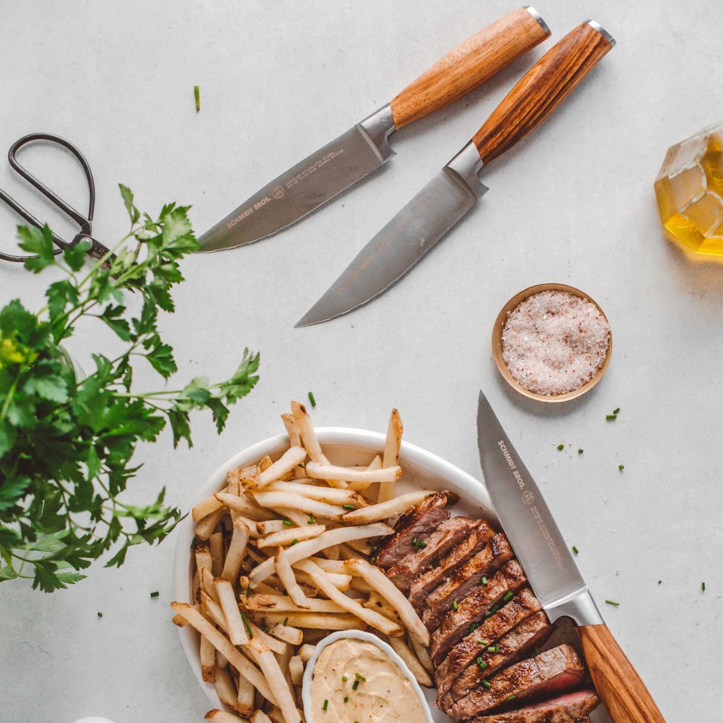 Schmidt Brothers - Zebra Wood 4-Piece Jumbo Steak Knife Set, High-Carbon German Stainless Steel Cutlery in a Wood Gift Box