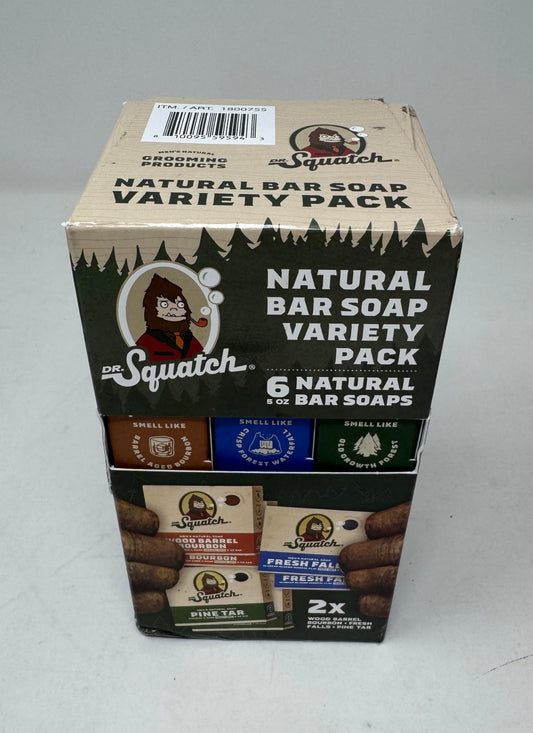 Dr. Squatch Natural Squawk Natural Bar Soap, Vareity Pack (6 count), Brown/blue/green