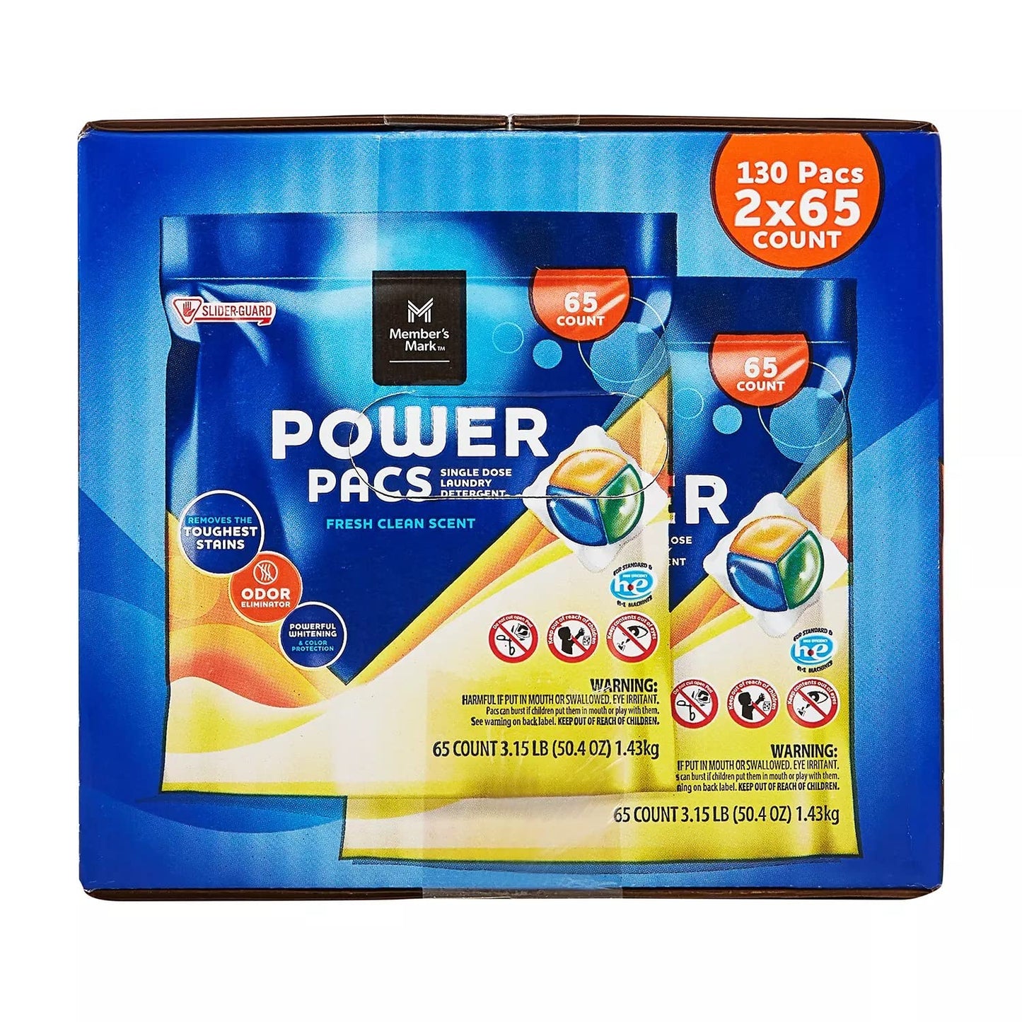 Member's Mark Ultimate Clean Laundry Detergent Power Pacs, Fresh Clean (130 Ct)