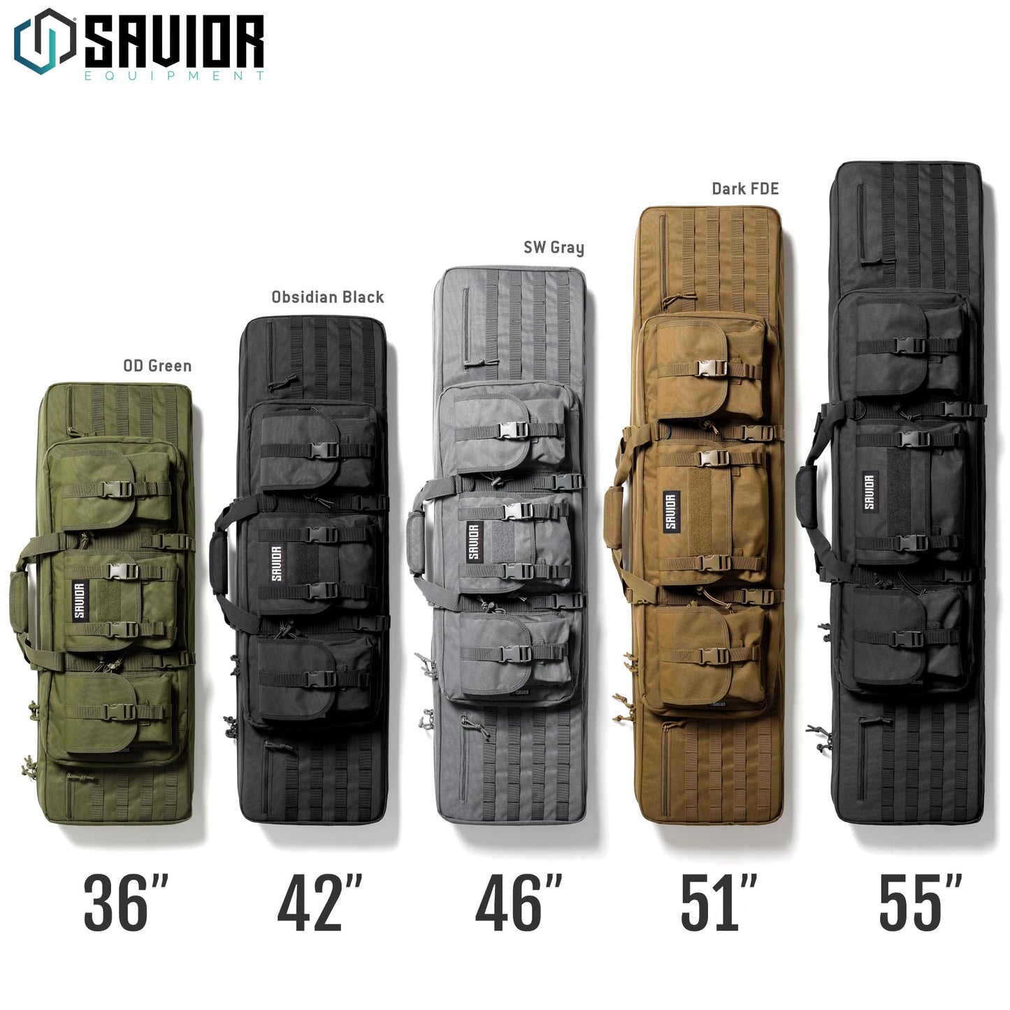 Savior Equipment American Classic Tactical Double Long Gun Bag Pistol Transportation Case w/Backpack Strap, 42 Inch Obsidian Black
