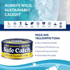Safe Catch Canned Ahi Yellowfin Tuna Fish, 6-Pack